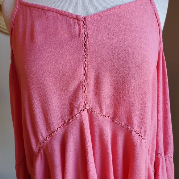Cold Shoulder Pink Top with Embroidery and Ruffle - Picture 3 of 5